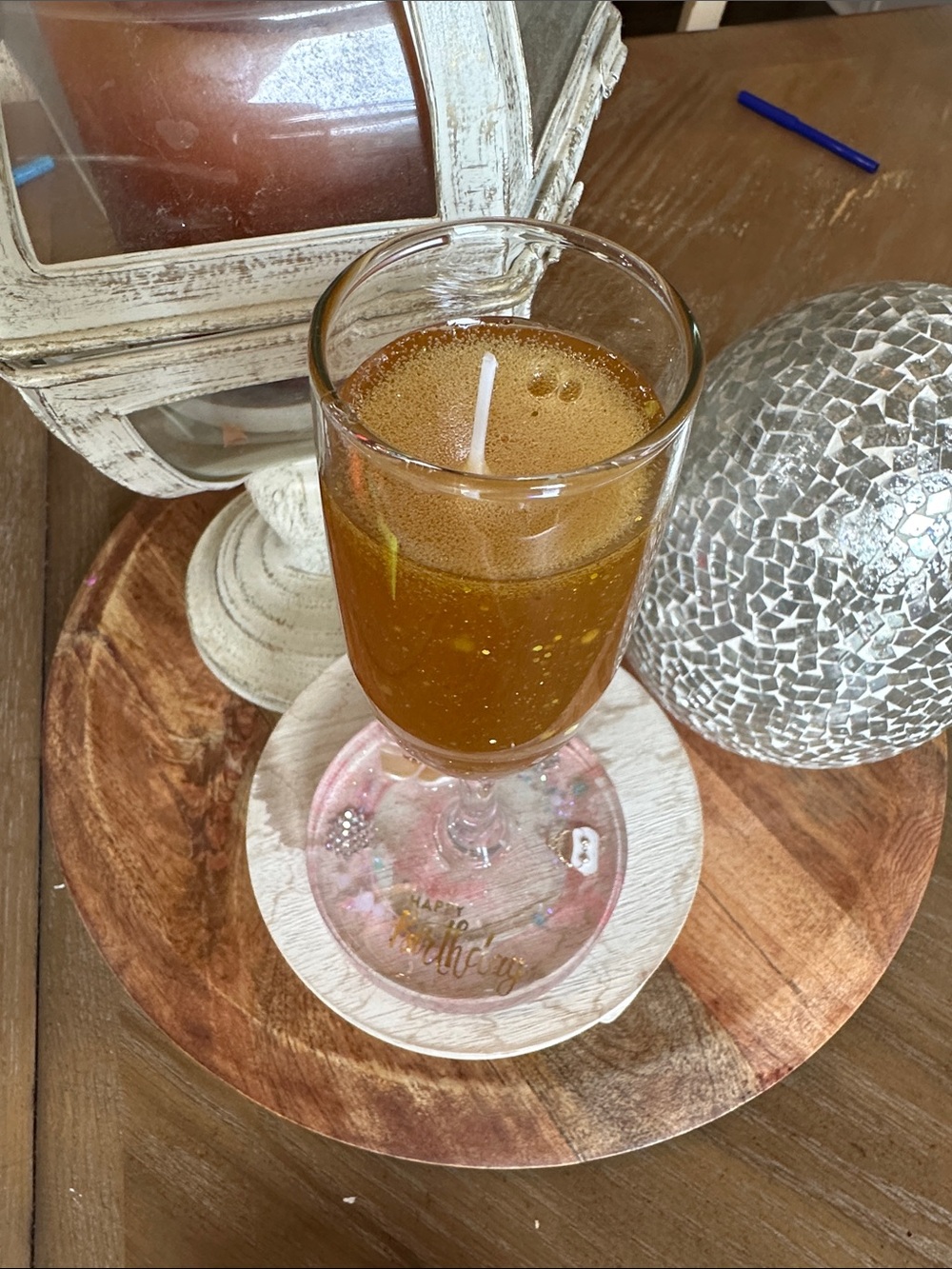 🎉Birthday🎉Glass Champagne Flute gel wax candle-vanilla coconut - Picture 8 of 8